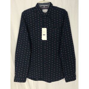 Cactus Man Men Medium‎ Blue Long Sleeve  Button Down Fox Slim Shirt Cotton